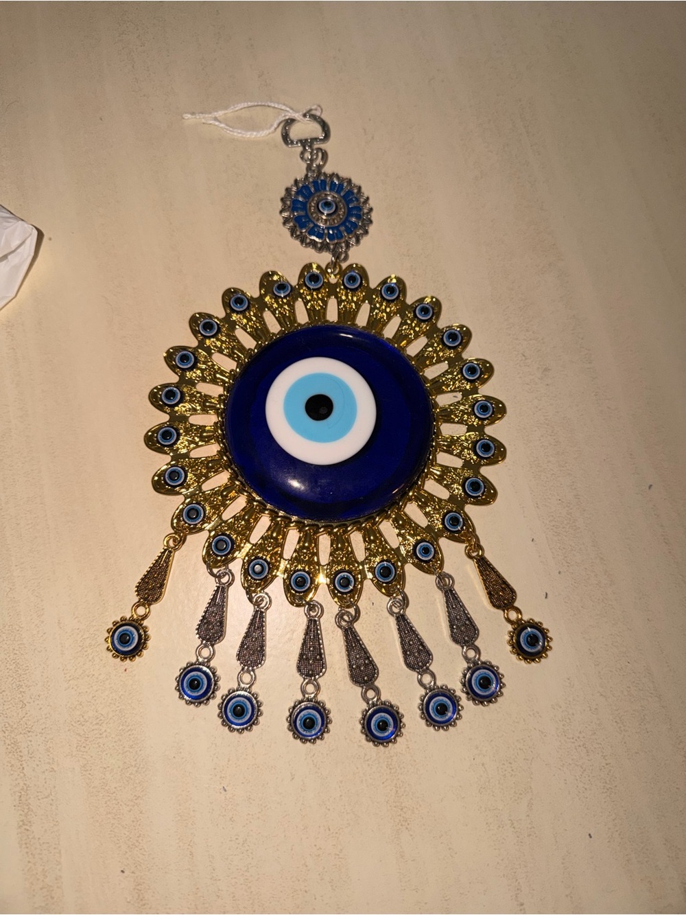 Evil Eye Wall Hanging with Blue Glass Center NWOT